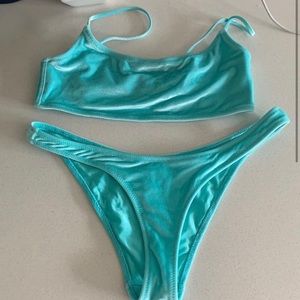 Triangl Blue Turquoise Velvet Bikini Set
